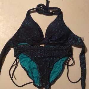 Sweet Escape Navy and Turquoise Bikini Set